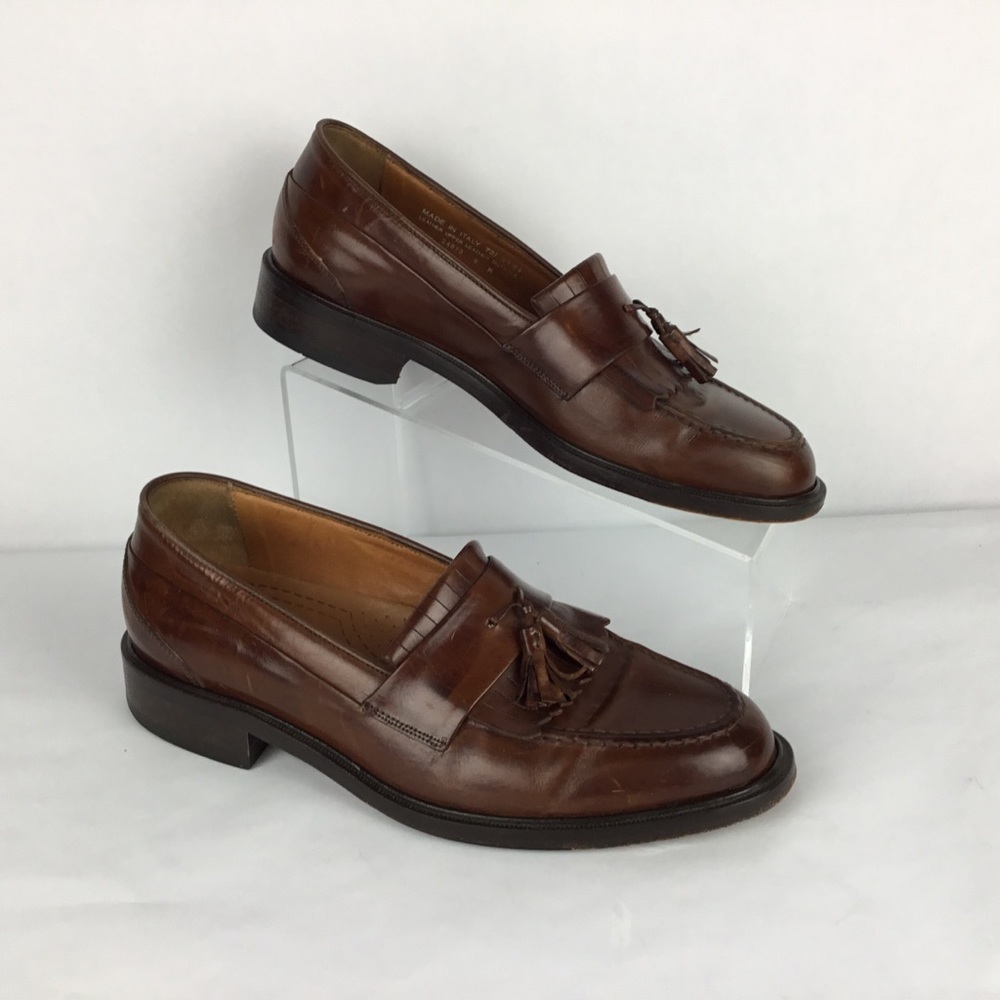 Men Shoes SlipOn Loafer Toe Kilt Tassel Italy Sz 8